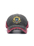 Double Layer Plaid Embroidered Distressed Patch Hat
