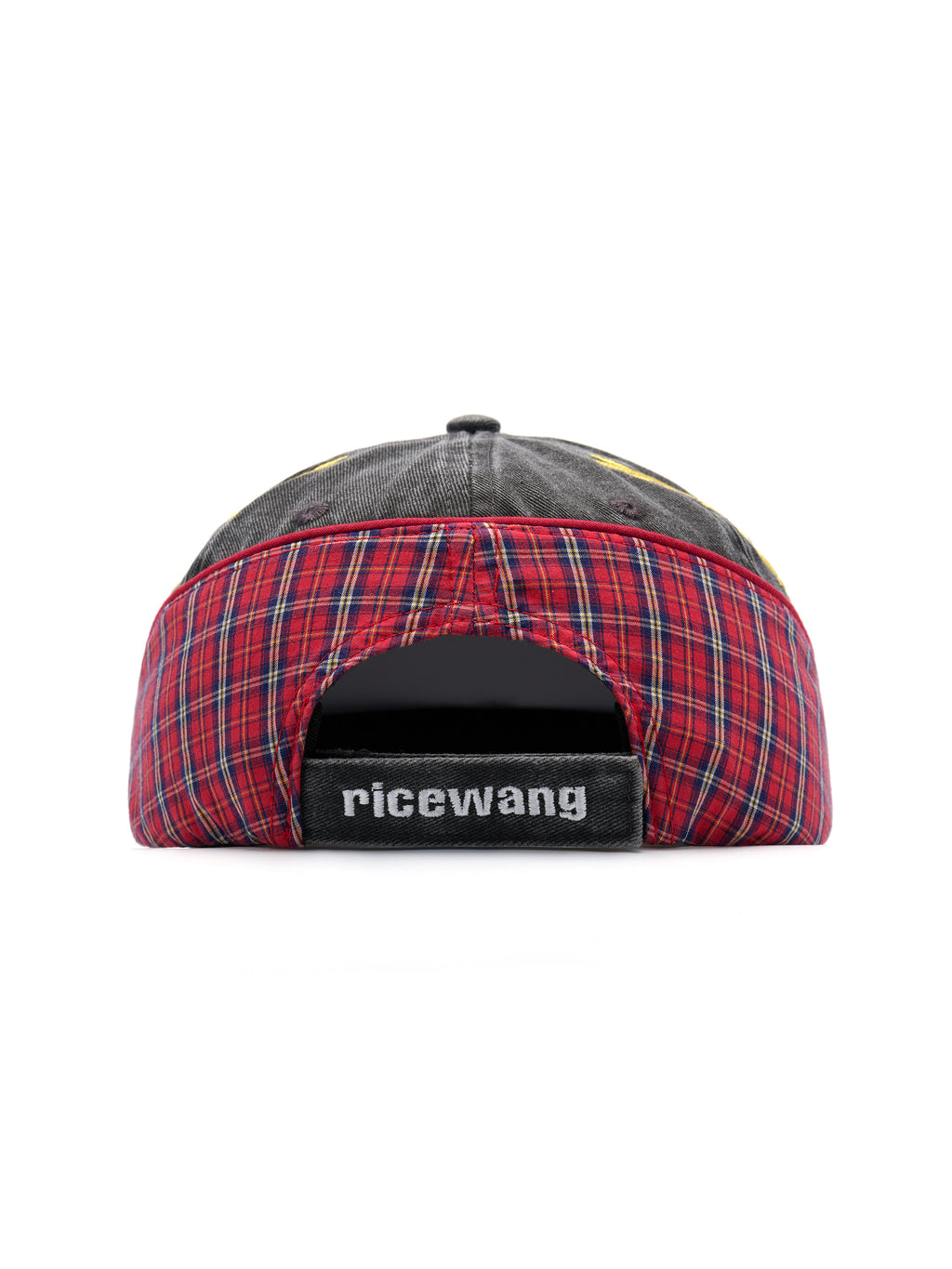 Double Layer Plaid Embroidered Distressed Patch Hat