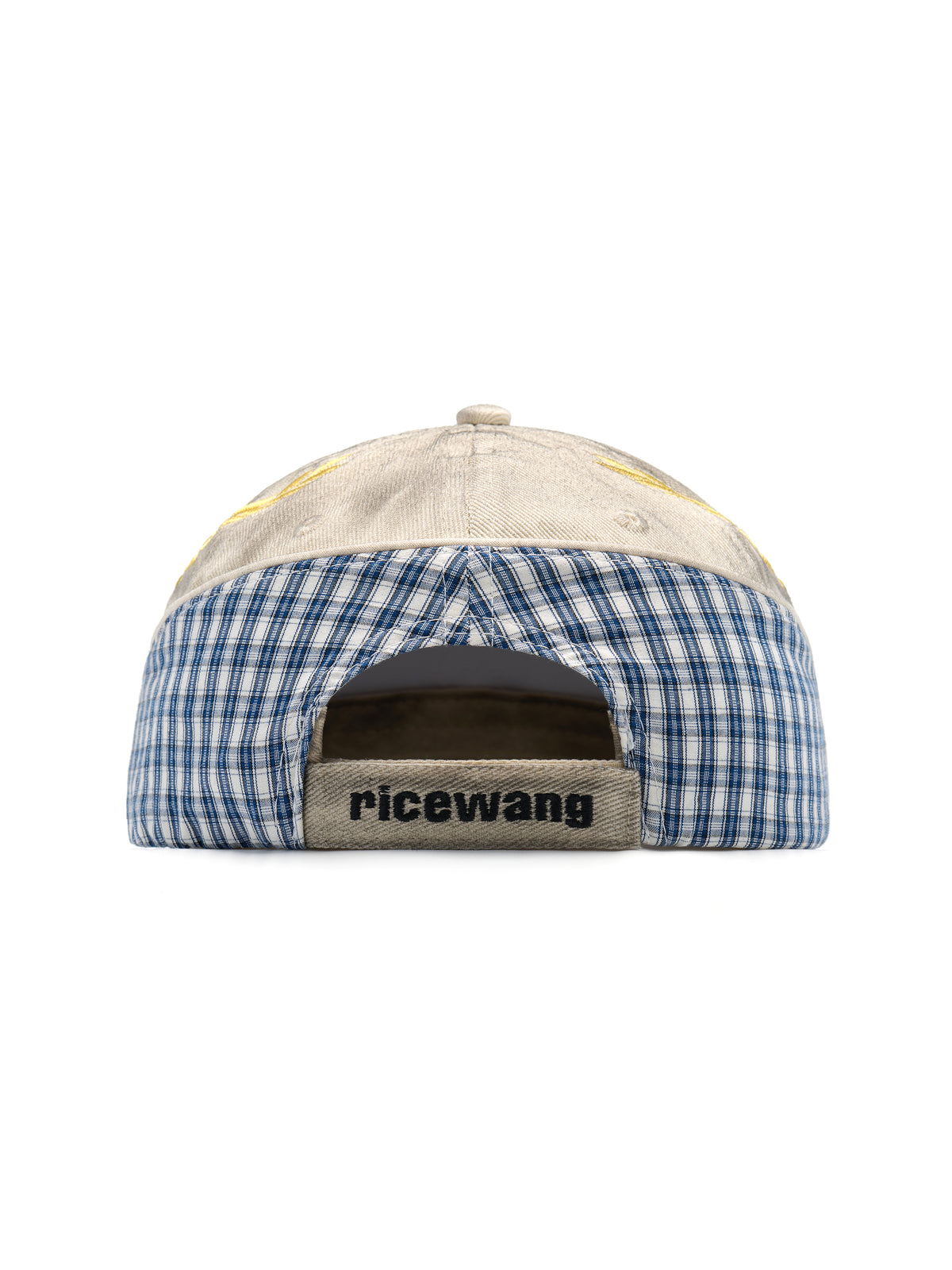 Double Layer Plaid Embroidered Distressed Patch Hat