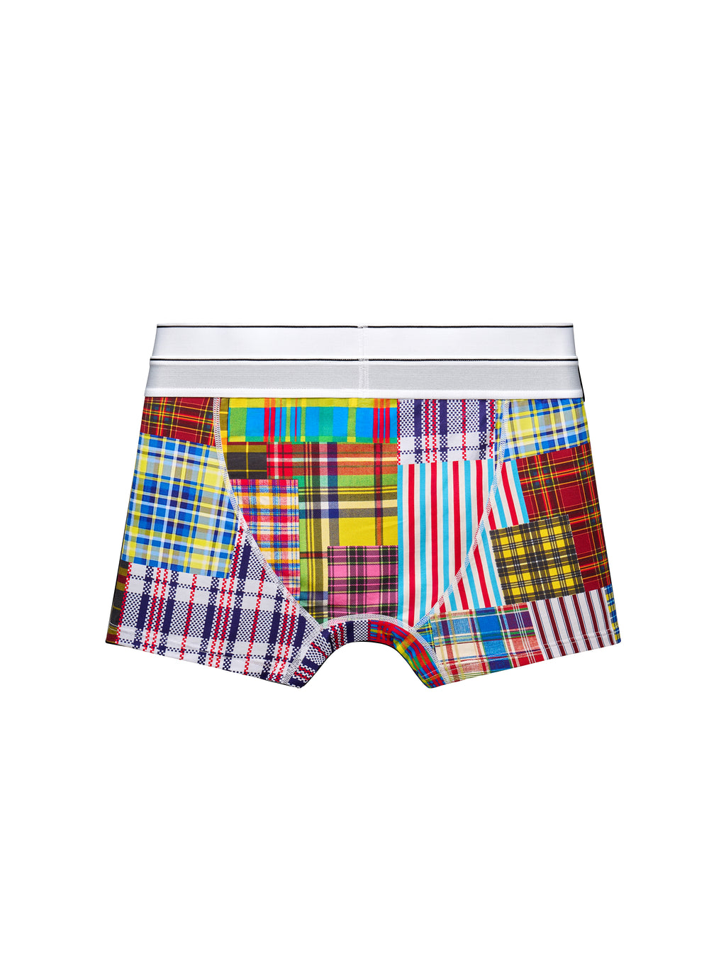 Double-Waist Irregular Plaid Patch Boxers