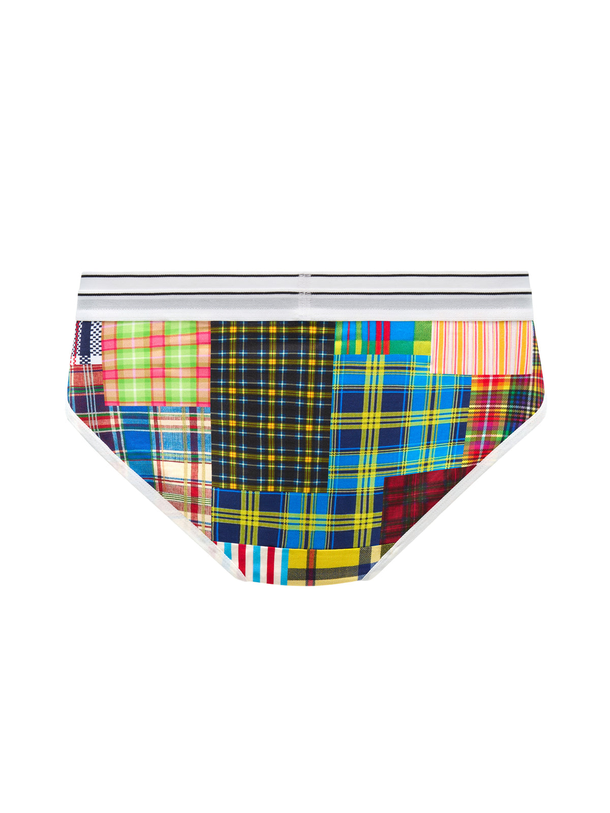 Double-Waist Irregular Plaid Patch Boxers