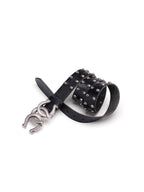 HIREE RING HORSE SHOE SKULL BLACK LEATHER BELT