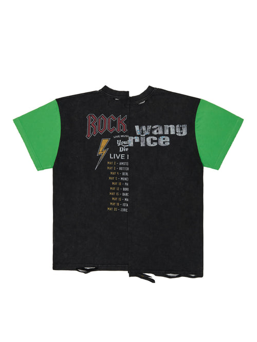 ASYMMETRIC COLOR BLOCK ROCK T-SHIRT