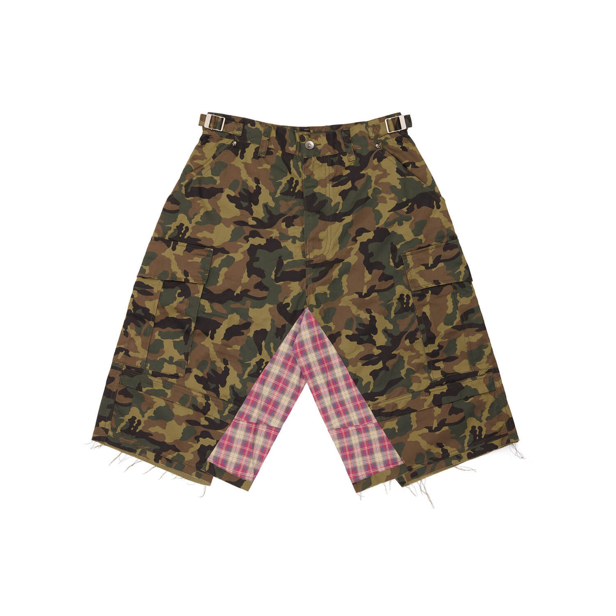 CAMO PLAID SKULL CROPPED PANTS