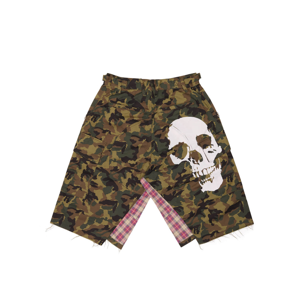 CAMO PLAID SKULL CROPPED PANTS