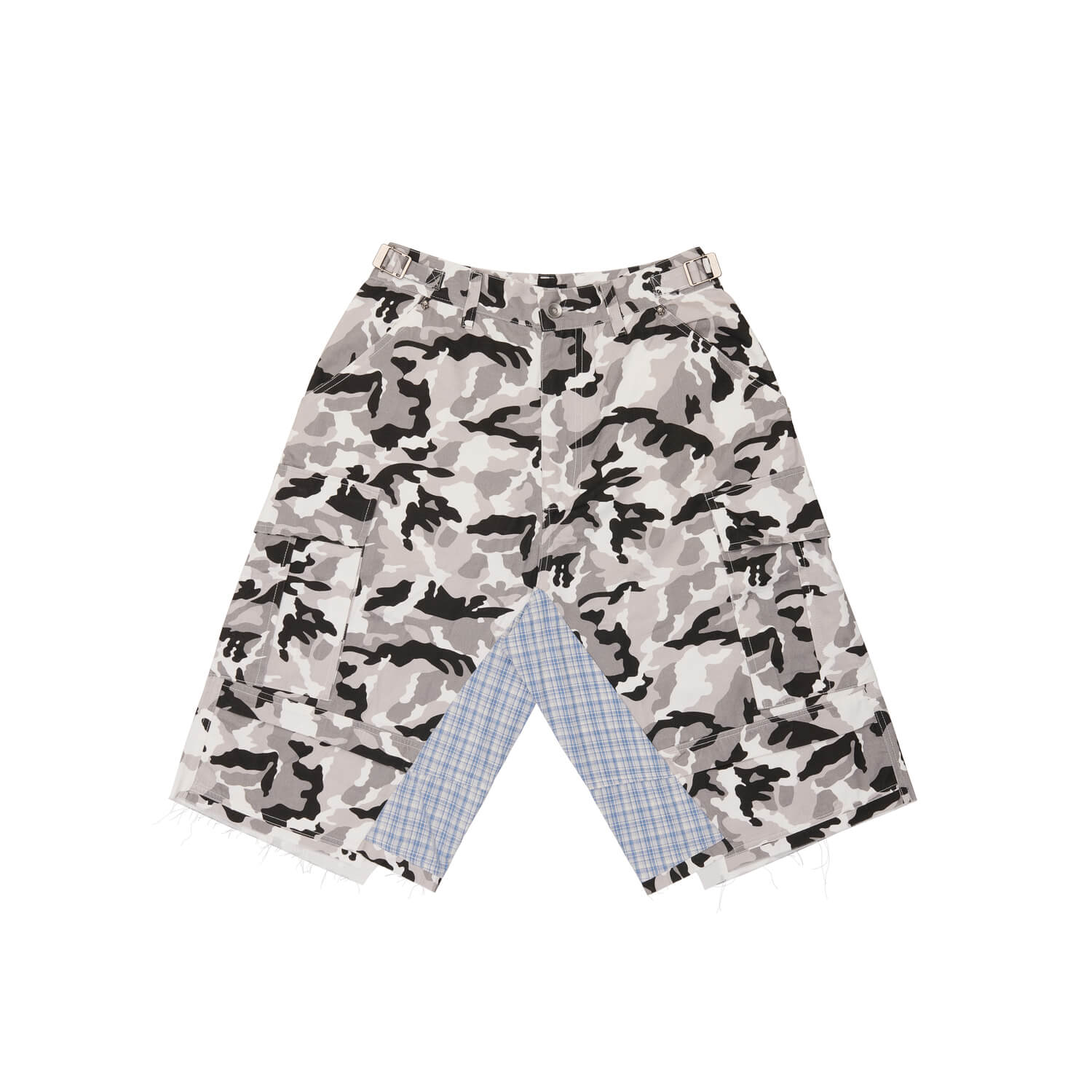 CAMO PLAID SKULL CROPPED PANTS